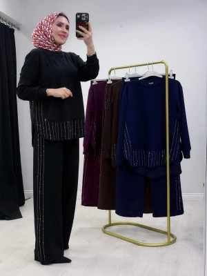 Taşlı Oysho Takım Siyah