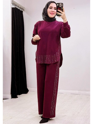 Taşlı Oysho Takım Bordo
