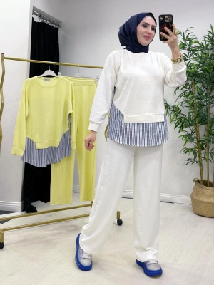 Spor Yazlık Oysho Kumaş Takım Beyaz