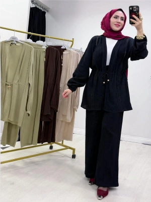 Yeni Sezon Müslin Kumaş Yazlık Takım Siyah