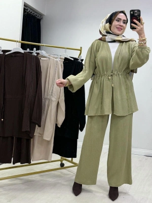 Yeni Sezon Müslin Kumaş Yazlık Takım Yeşil