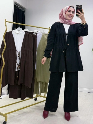 Yeni Sezon Müslin Kumaş Yazlık Takım Siyah