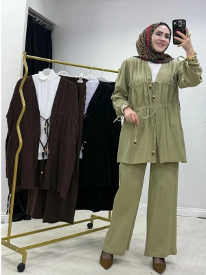 Yeni Sezon Müslin Kumaş Yazlık Takım Yeşil