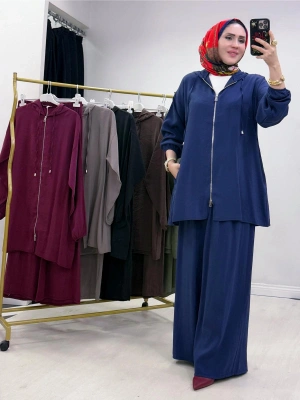 Yeni Sezon Kap Model Qupra Kumaş Takım Lacivert