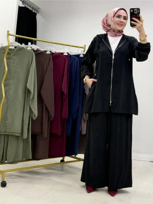 Yeni Sezon Kap Model Qupra Kumaş Takım Siyah