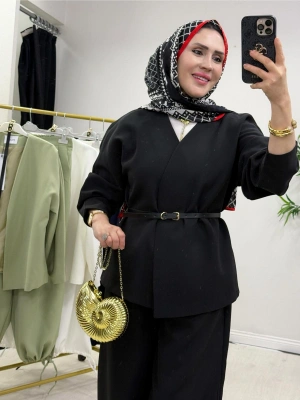 Ceketli Şalvar Takım Kemer Hediyeli Siyah