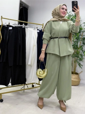 Ceketli Şalvar Takım Kemer Hediyeli Yeşil