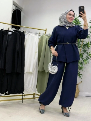 Ceketli Şalvar Takım Kemer Hediyeli Lacivert