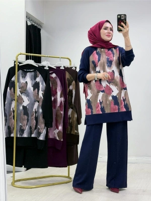 Batik Baskı Takım Lacivert