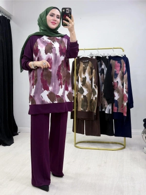 Batik Baskı Takım Mürdüm