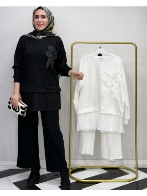 Broş Detaylı Takım Siyah