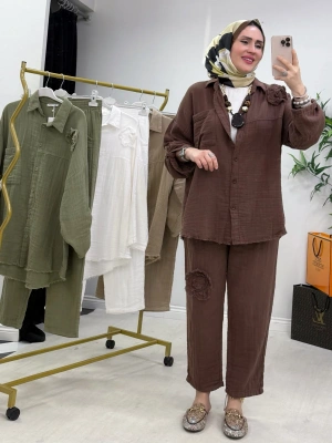 Hatice Biçer Tasarım Takım Kahverengi