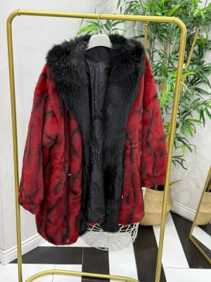 İthal Kürk Bordo Siyah