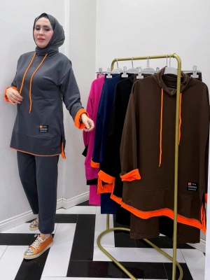 Neon Detaylı Takım Gri