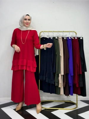 Rahat Kalıp Candy Kumaş Takım Kırmızı