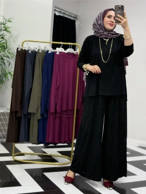 Salaş İkili Takım – Viskon Kumaş, Rahat Kalıp Siyah