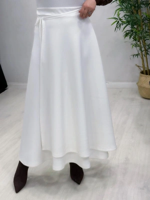 Scuba Kapaklı Model Etek Beyaz