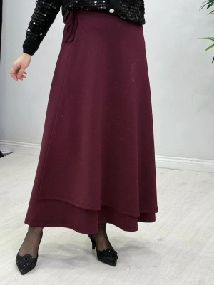 Scuba Kapaklı Model Etek Bordo