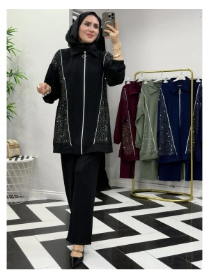 Taşlı Takım – Oysho Kumaş Siyah