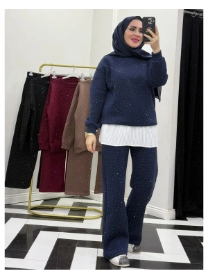 Üç İplik Şardonlu Rahat Kalıp Takım Lacivert