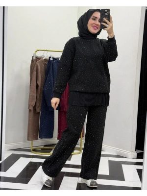 Üç İplik Şardonlu Rahat Kalıp Takım Siyah