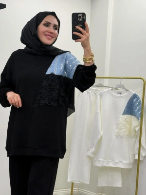 Yeni Sezon Gül Detaylı Takım Siyah