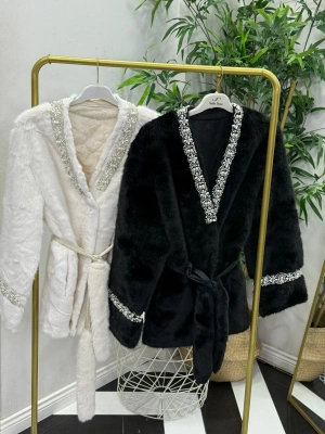 Yeni Sezon İnci Detaylı  İthal Kürk Siyah