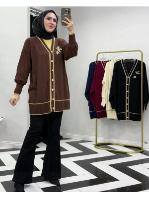 Yeni Sezon Merserize Hırka Kahverengi