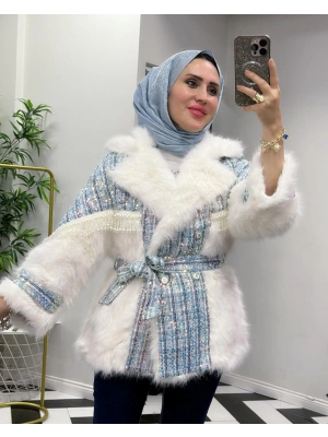 Yeni Sezon Tasarım İthal Kürk Mavi