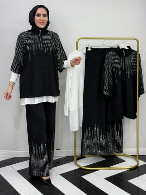 Yeni Sezon Taşlı Takım – Pamuklu Esnek Kumaş, Rahat Kalıp