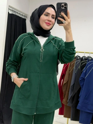 Zımba Taş Detaylı Tasarım Yeşil Takım