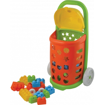 TonTon Market Trolley (55 cm) with 54 Pieces Block