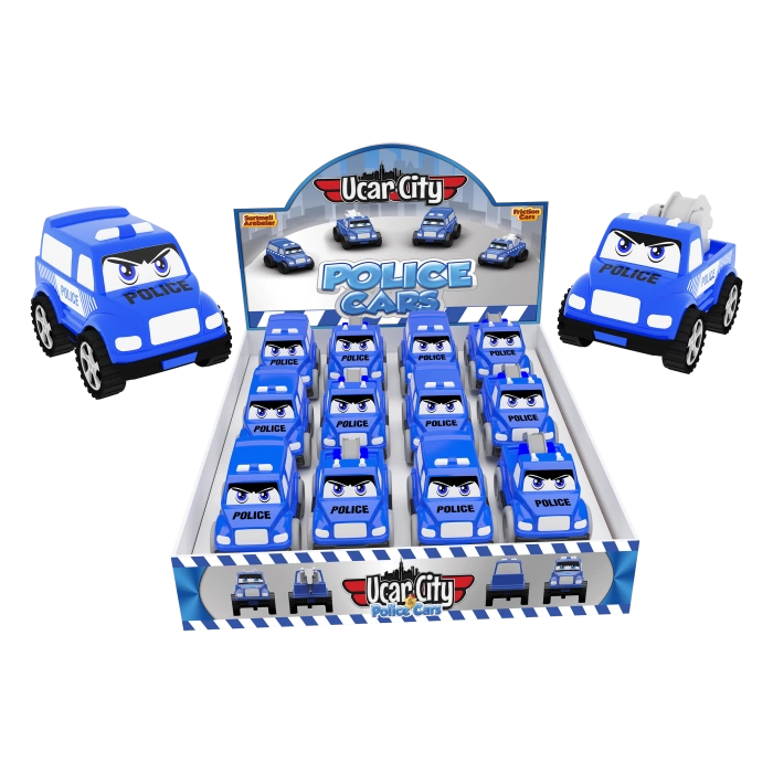 Uçar City Friction Police Cars (Stand with 12)