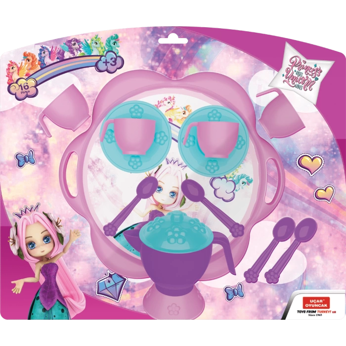 Princess & Unicorn Tray Tea Set 16 Pieces 32 cm