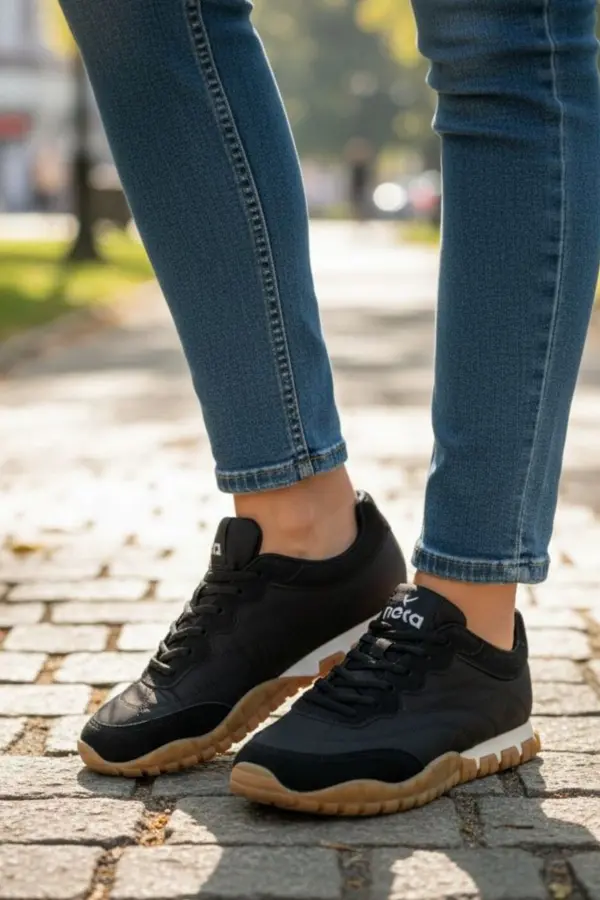 Muxa Unisex Siyah Sneaker - Hafif ve Esnek Günlük Ayakkabı - Kaymaz Taban