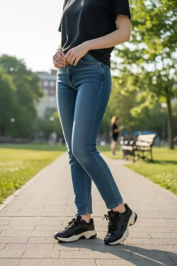 Nizie Retro Stil Siyah Comfort Taban Kadın Sneaker Ayakkabı