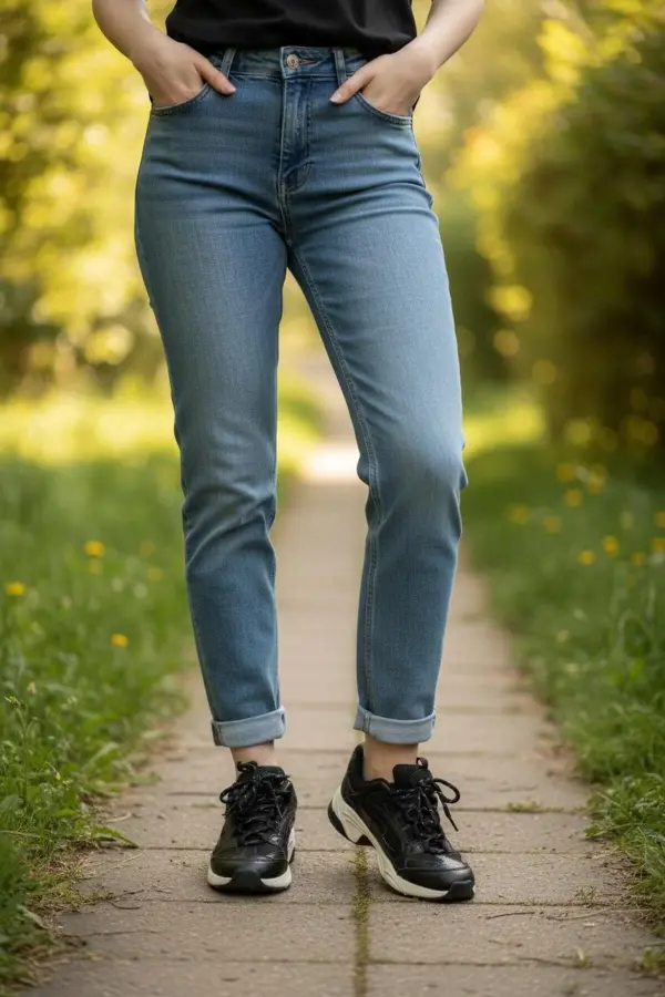 Nizie Retro Stil Siyah Comfort Taban Kadın Sneaker Ayakkabı