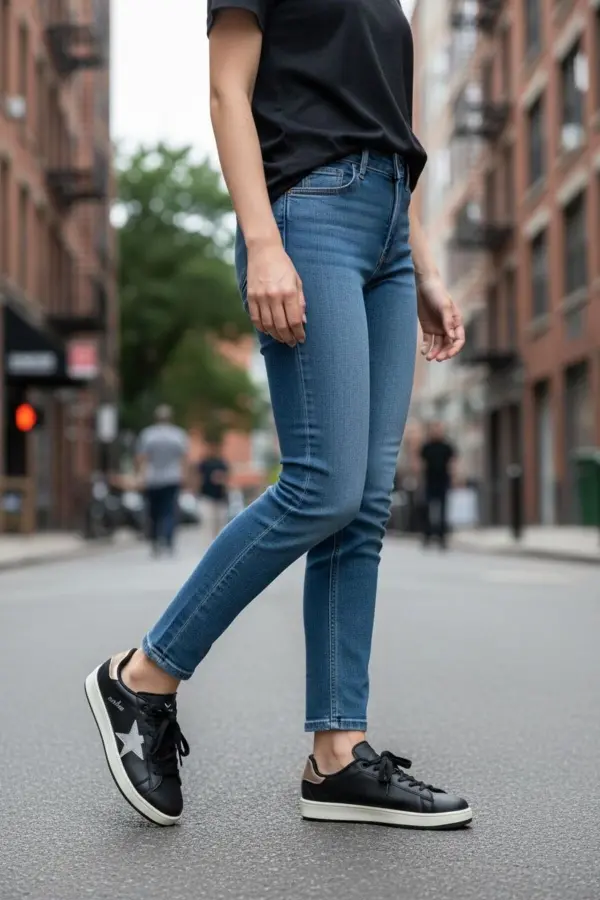 Seeyli Kadın Siyah Gümüş Yıldız Detaylı Günlük Spor Ayakkabı - Sneaker