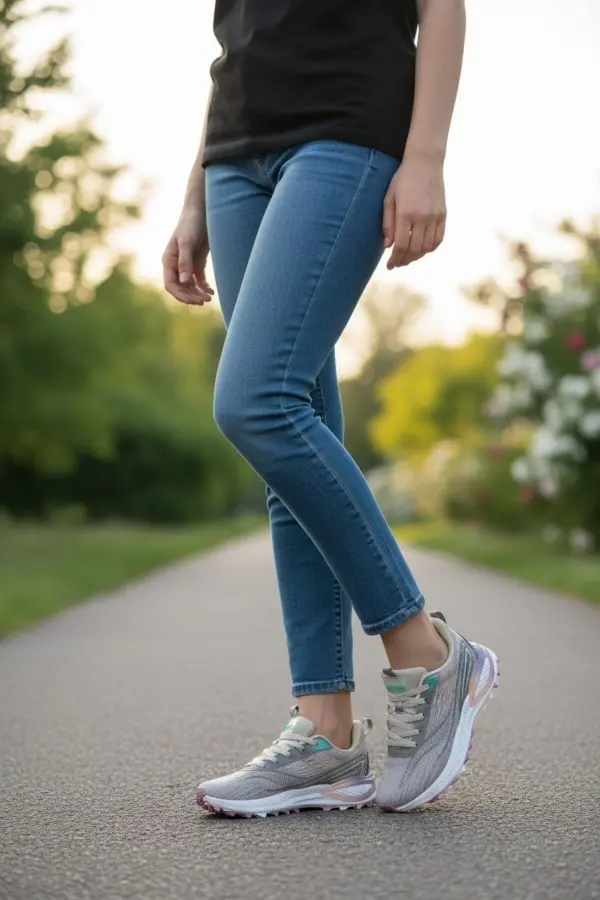 Tookyo Kadın Gri Dokuma Desenli Hafif Tabanlı Koşu ve Yürüyüş Ayakkabısı