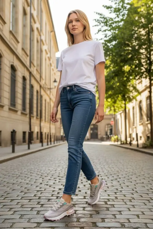 Tookyo Kadın Gri Dokuma Desenli Hafif Tabanlı Koşu ve Yürüyüş Ayakkabısı