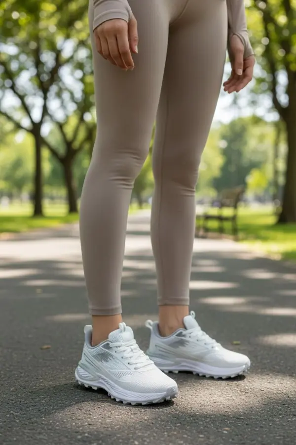 Tookyo Kadın Beyaz Dokuma Desenli Hafif Tabanlı Koşu ve Yürüyüş Ayakkabısı