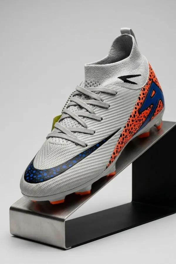AirBoom Erkek Halı Saha Ayakkabısı - Çim Saha Ayakkabısı Beyaz - Turuncu Krampon - 610
