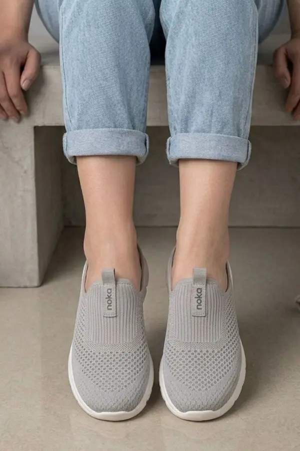 Urban-Flex Esnek Tabanlı Ultra Hafif Ortopedik Medikal Hulluks Topukdikeni Kadın Gri Yürüyüş Terliği