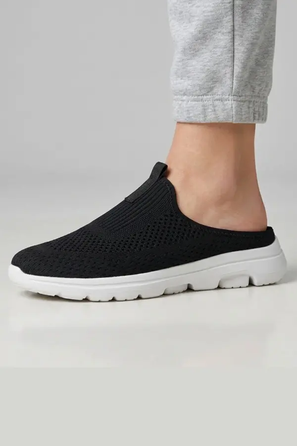 Urban-Flex Esnek Tabanlı Ultra Hafif Ortopedik Medikal Hulluks Topukdikeni Kadın Siyah Yürüyüş Terliği