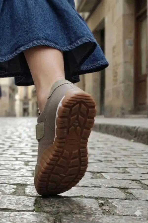 Kadın Mary Jane Tarzı Cırtlı Günlük Yürüyüş Ayakkabısı - Bej