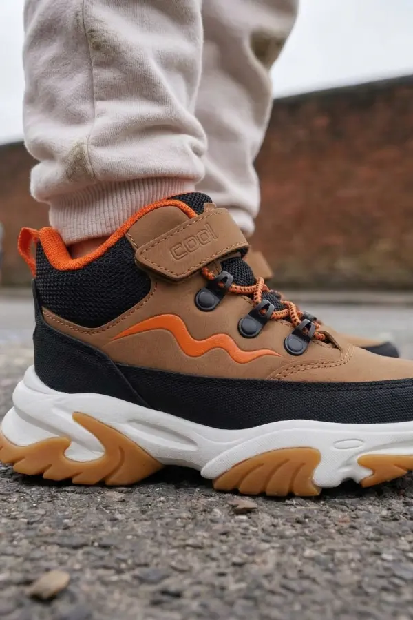 Titan Mini - Cırt Cırtlı Dayanıklı Unisex Çocuk Spor Ayakkabı - Taba