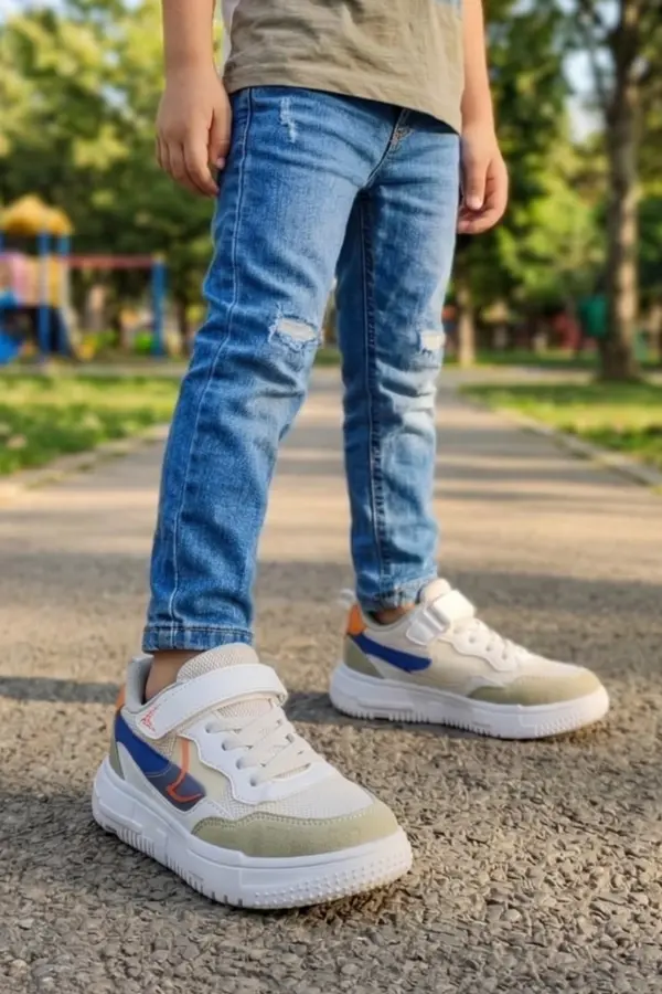 Kasina Unisex Çocuk Günlük Spor Ayakkabı - Cırtlı ve Bağcıklı Konforlu Sneaker