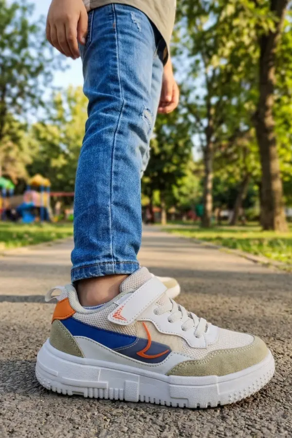 Kasina Unisex Çocuk Günlük Spor Ayakkabı - Cırtlı ve Bağcıklı Konforlu Sneaker