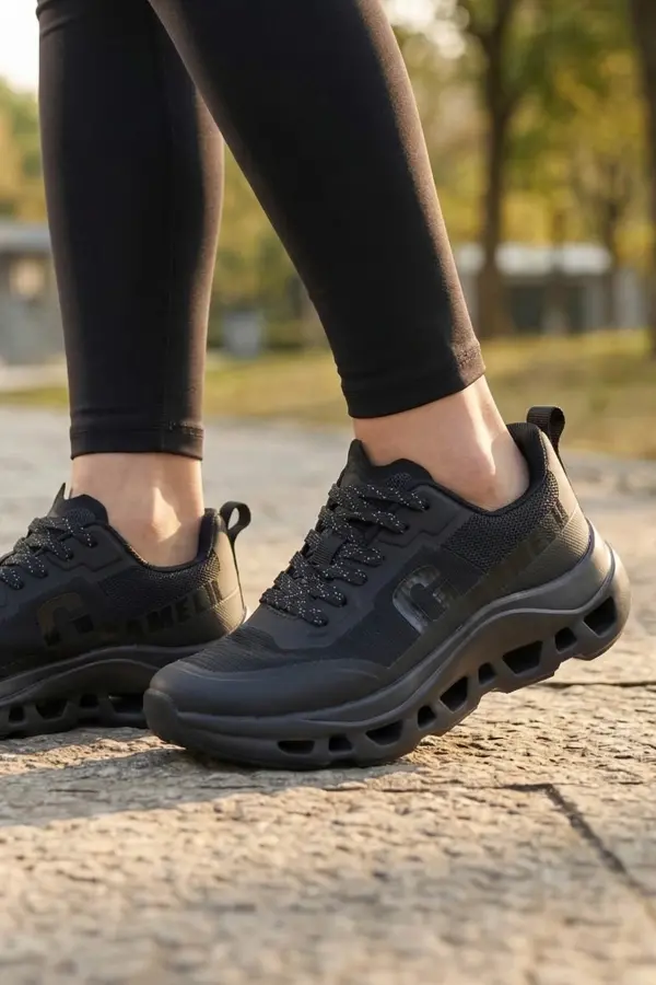 Mono Pro - Ultra Hafif Kadın Yürüyüş ve Koşu Ayakkabısı - Siyah Siyah