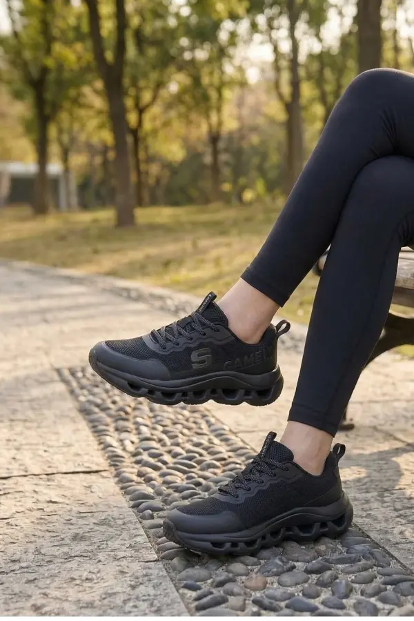 Mono Pro - Ultra Hafif Kadın Yürüyüş ve Koşu Ayakkabısı - Siyah Siyah